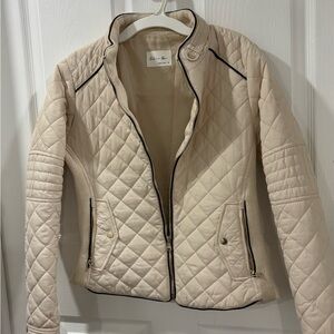 Active USA Beige Quilted Bomber Jacket